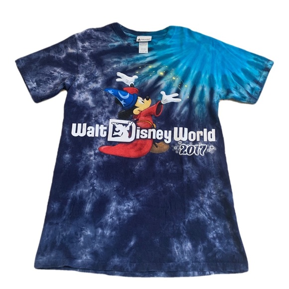 Disney Parks 2017 Sorcerer Mickey Tie-Dye T-Shirt | Adult Size Small - Picture 1 of 5